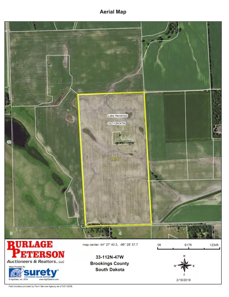 80 Acre Land Auction Lake Hendricks Twp Brookings Co SD